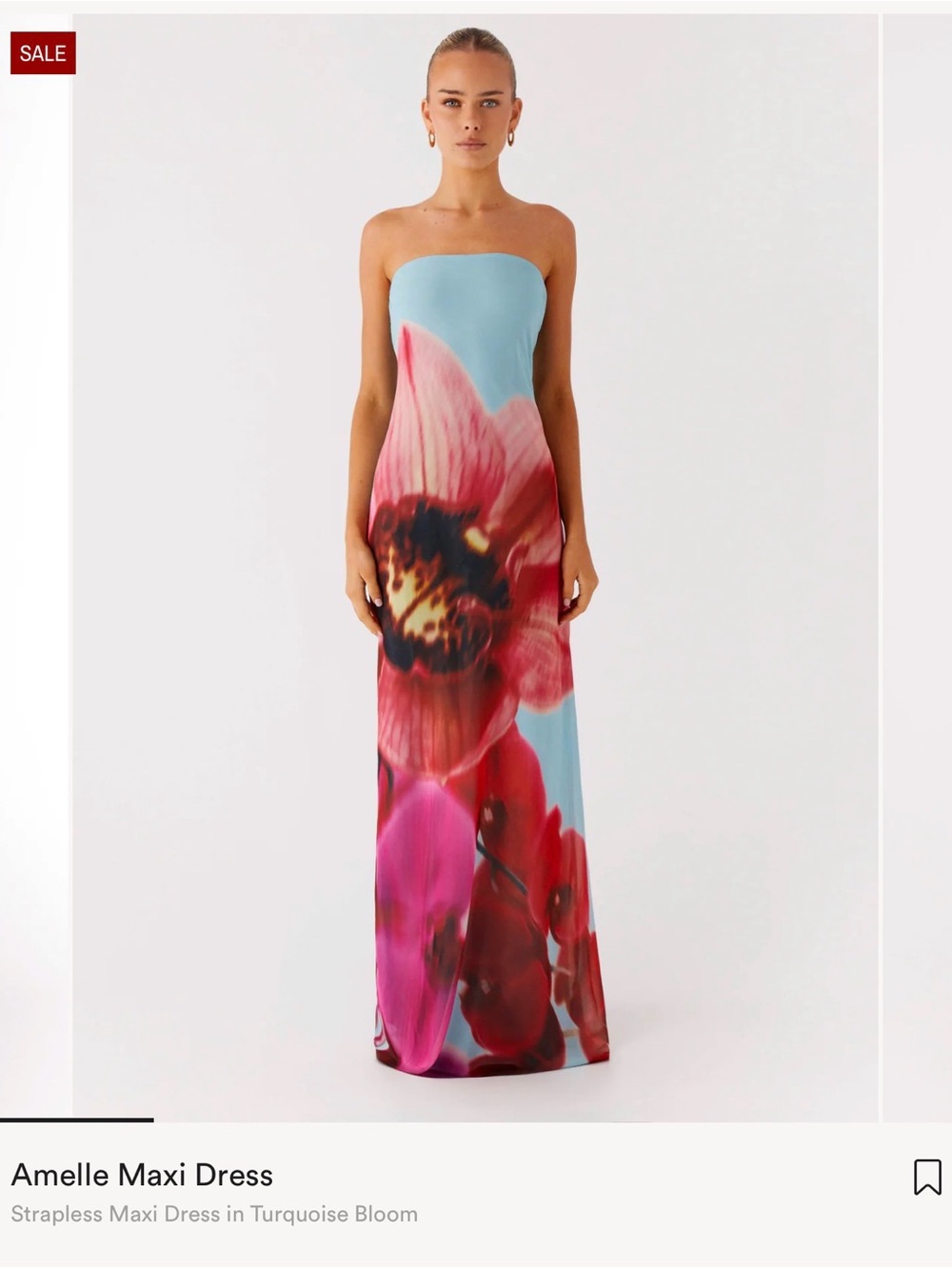 Peppermayo Strapless Maxi Dress in Turquoise and Pink Floral
